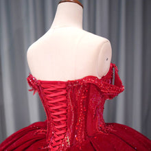 Load image into Gallery viewer, Gorgeous Ball Gown Off the Shoulder Red Quinceanera Dress with Appliques Beading