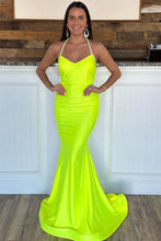 Load image into Gallery viewer, Sexy Royal Blue Mermaid Open Back Long Satin Prom Dress