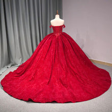 Load image into Gallery viewer, Gorgeous Ball Gown Off the Shoulder Red Quinceanera Dress with Appliques Beading
