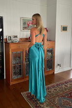 Load image into Gallery viewer, Trendy Sheath Halter Neck Purple Long Party Dress with Open Back Bowknot