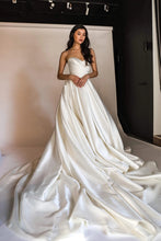 Load image into Gallery viewer, Elegant A Line Sweetheart White Long Bridal Dress with Sweep Train