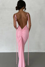 Load image into Gallery viewer, Stylish Sheath Spaghetti Straps Pink Tea Length Party Dress with Backless