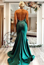 Load image into Gallery viewer, Sexy Royal Blue Mermaid Open Back Long Satin Prom Dress