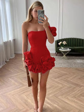 Load image into Gallery viewer, Stylish Bodycon One Shoulder Mini Graduation Dress with Ruffles