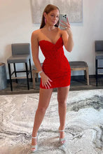 Load image into Gallery viewer, Black Sweetheart Lace Up Short Homecoming Dress with Appliques