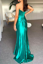 Load image into Gallery viewer, Chic Sheath Strapless Royal Blue Corset Prom Dress with Split Front
