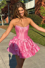 Load image into Gallery viewer, Princess A Line Strapless Red Corset Homecoming Dress with Bowknot