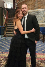 Load image into Gallery viewer, Gorgeous A Line V Neck Fuchsia/Royal Blue Long Prom Dress with Appliques