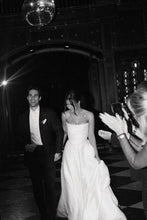 Load image into Gallery viewer, Elegant A Line Strapless White Long Bridal Dress with Split Front