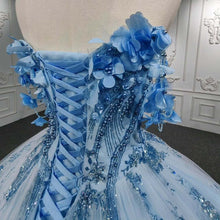 Load image into Gallery viewer, Gorgeous A Line Sweetheart Blue Quinceanera Dress with Appliques Beading