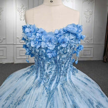 Load image into Gallery viewer, Gorgeous A Line Sweetheart Blue Quinceanera Dress with Appliques Beading