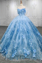 Load image into Gallery viewer, Gorgeous A Line Sweetheart Blue Quinceanera Dress with Appliques Beading