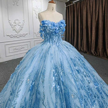 Load image into Gallery viewer, Gorgeous A Line Sweetheart Blue Quinceanera Dress with Appliques Beading