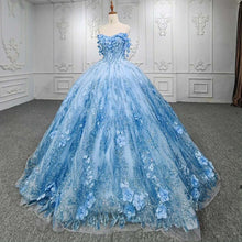 Load image into Gallery viewer, Gorgeous A Line Sweetheart Blue Quinceanera Dress with Appliques Beading