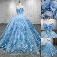 Load image into Gallery viewer, Gorgeous A Line Sweetheart Blue Quinceanera Dress with Appliques Beading