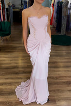 Load image into Gallery viewer, Princess Mermaid Strapless Pink Corset Long Party Dress with Ruffles