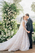 Load image into Gallery viewer, Luxurious A Line Halter Neck Light Champagne Long Prom Dress with Appliques