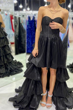 Load image into Gallery viewer, Stylish High Low Sweetheart Fuchsia Prom Dress with Ruffles