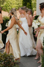 Load image into Gallery viewer, Beautiful Mermaid Spaghetti Straps White Long Wedding Dress with Ruched