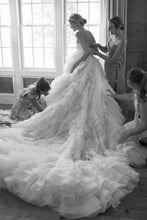 Load image into Gallery viewer, Stylish A Line Sweetheart White Tulle Long Wedding Dress with Ruffles