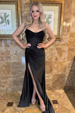 Load image into Gallery viewer, Gorgeous Gold Mermaid Strapless Long Beaded Prom Dress With High Slit