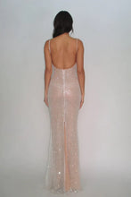 Load image into Gallery viewer, Bling Sheath Spaghetti Straps Silver Sequins Long Party Dress