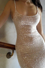 Load image into Gallery viewer, Bling Sheath Spaghetti Straps Silver Sequins Long Party Dress