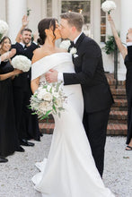 Load image into Gallery viewer, Charming Mermaid Off the Shoulder White Long Wedding Dress with Train