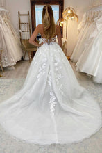 Load image into Gallery viewer, Beautiful A Line Sweetheart White Tulle Long Wedding Dress with Appliques