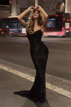 Load image into Gallery viewer, Sparkly Mermaid Spaghetti Straps Red Sequins Long Prom Dress