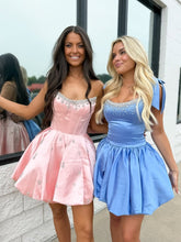 Load image into Gallery viewer, New A Line Spaghetti Straps Red/Black/Fuchsia Short Homecoming Dress with Beading