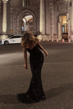 Load image into Gallery viewer, Sparkly Mermaid Spaghetti Straps Red Sequins Long Prom Dress