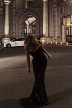 Load image into Gallery viewer, Sparkly Mermaid Spaghetti Straps Red Sequins Long Prom Dress