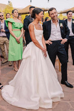 Load image into Gallery viewer, Elegant A Line Square Neck White Bridal Dress with Bowknot