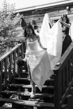 Load image into Gallery viewer, Charming A Line Strapless White Long Wedding Dress with Split Front