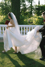 Load image into Gallery viewer, Charming A Line Strapless White Long Wedding Dress with Split Front