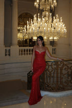 Load image into Gallery viewer, Sparkly Mermaid Spaghetti Straps Red Sequins Long Prom Dress