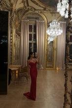 Load image into Gallery viewer, Sparkly Mermaid Spaghetti Straps Red Sequins Long Prom Dress