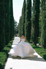 Load image into Gallery viewer, Simple A Line Strapless White Satin Wedding Dress with Sweep Train