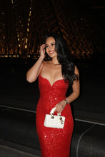 Load image into Gallery viewer, Sparkly Mermaid Spaghetti Straps Red Sequins Long Prom Dress