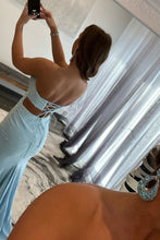 Load image into Gallery viewer, Sexy Tight Strapless Light Blue Long Prom Dress