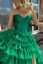 Load image into Gallery viewer, Princess A Line Sweetheart Green Long Prom Dress with Ruffles