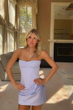 Load image into Gallery viewer, Cute Sheath Sweetheart Light Blue Corset Homecoming Dress with Criss Cross Back