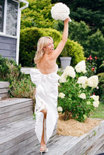 Load image into Gallery viewer, Cute Mermaid Strapless White Satin Floor Length Wedding Dress with Bowknot