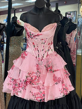 Load image into Gallery viewer, Gorgeous A Line Sweetheart Blue Printed Short Homecoming Dress with Ruffles