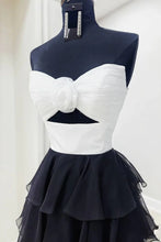 Load image into Gallery viewer, Cute Royal Blue A-Line Strapless Long Tiered Prom Dress with Slit