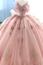 Load image into Gallery viewer, Princess Pink Sweetheart Ball Gown Quinceanera Dress with Appliques Sweep Train