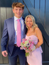 Load image into Gallery viewer, Cute Sheath Sweetheart Pink Satin Short Homecoming Dress with Bowknot