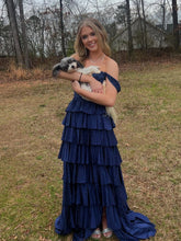 Load image into Gallery viewer, Gorgeous Royal Blue A-Line Off The Shoulder Long Beaded Prom Dress