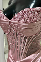 Load image into Gallery viewer, Chic Mermaid Spaghetti Straps Long Satin Formal Dress with Beading